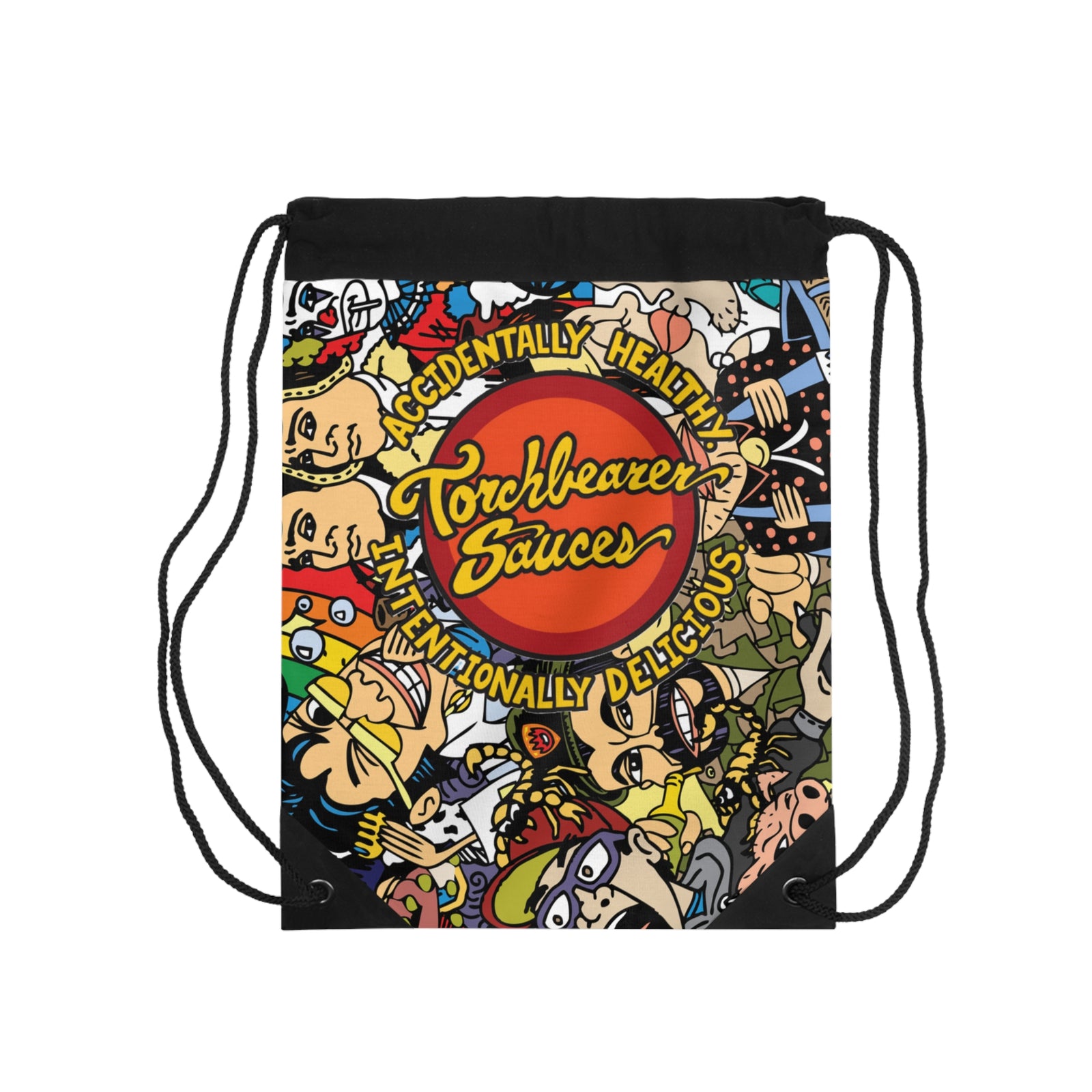 Colorful Drawstring Bag Featuring Cartoon Characters