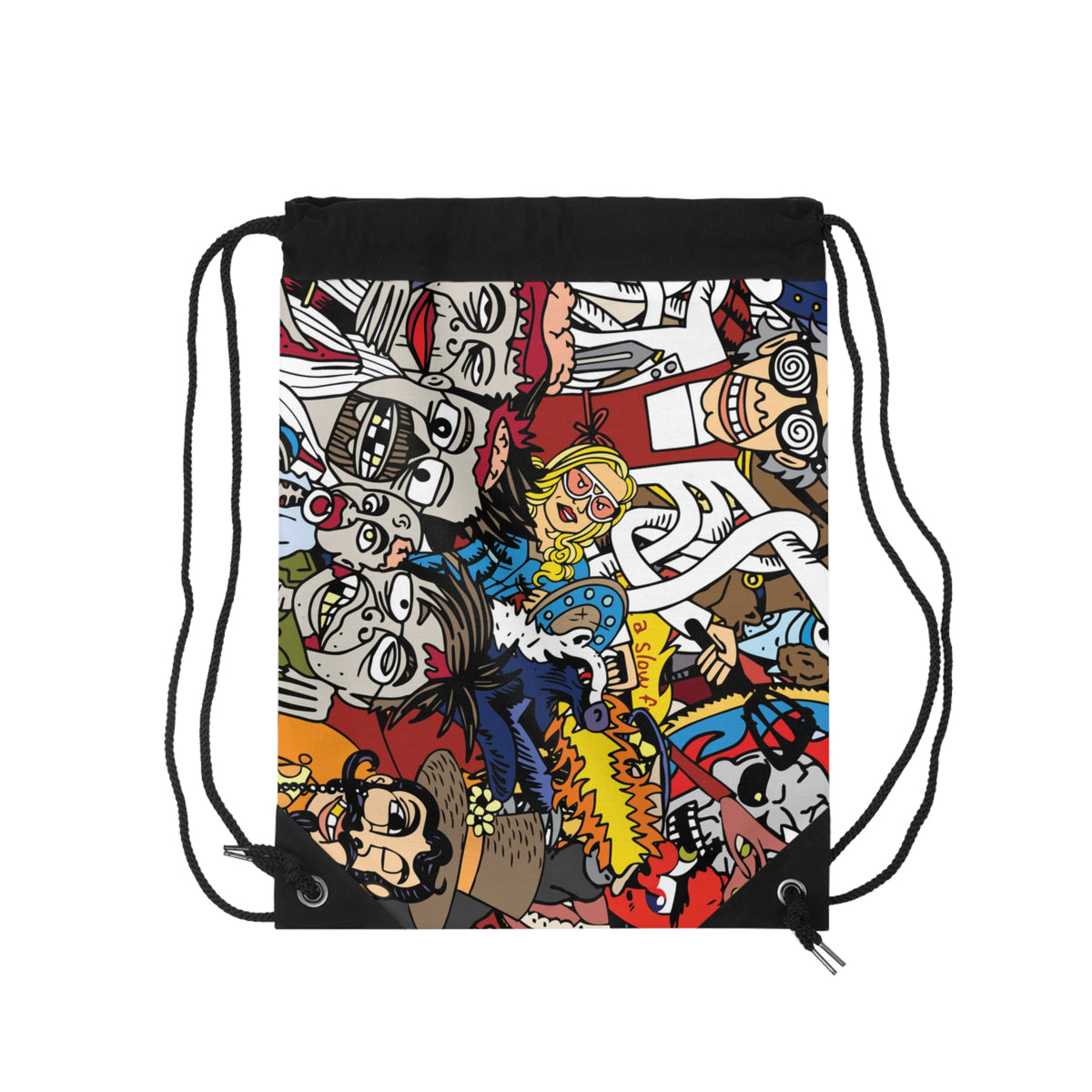 Colorful Drawstring Bag Featuring Cartoon Characters