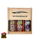 Box of Torchbearer Sauces with three hot sauce bottles inside, featuring the brand's logo and website.